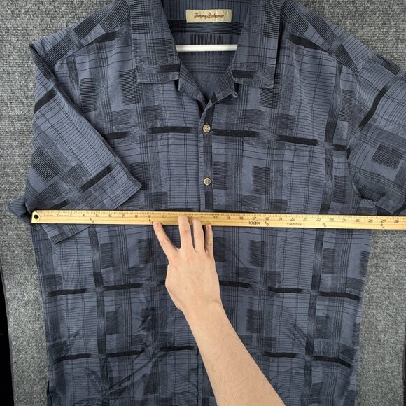 Tommy Bahama Button Up Shirt Short Sleeve Silk Hawaii Tropical Purple Geometric - Picture 6 of 13